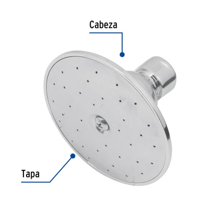 Regadera de Baño 3-1/2" Cromada AQUA FOSET - Metálica Sin Brazo