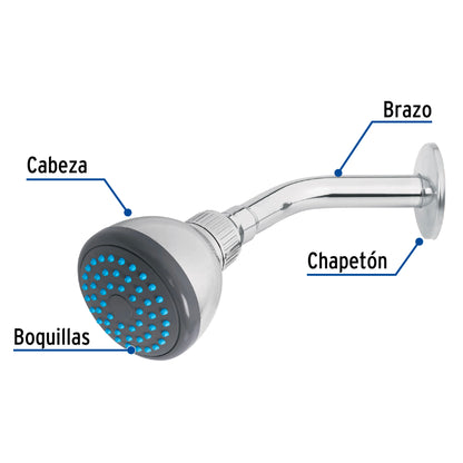 Regadera de Baño FOSET BASIC 3 Pulgadas Acero Inoxidable con Brazo Ajustable
