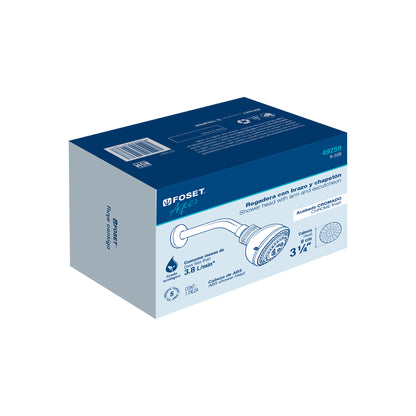 Regadera para Baño 5 Funciones con Brazo y Chapetón 3-1/4" FOSET AQUA