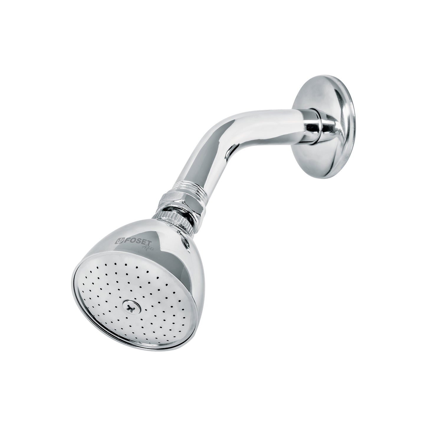 Regadera Metálica Cromada 2-1/2" con Brazo y Chapetón FOSET - Cónica