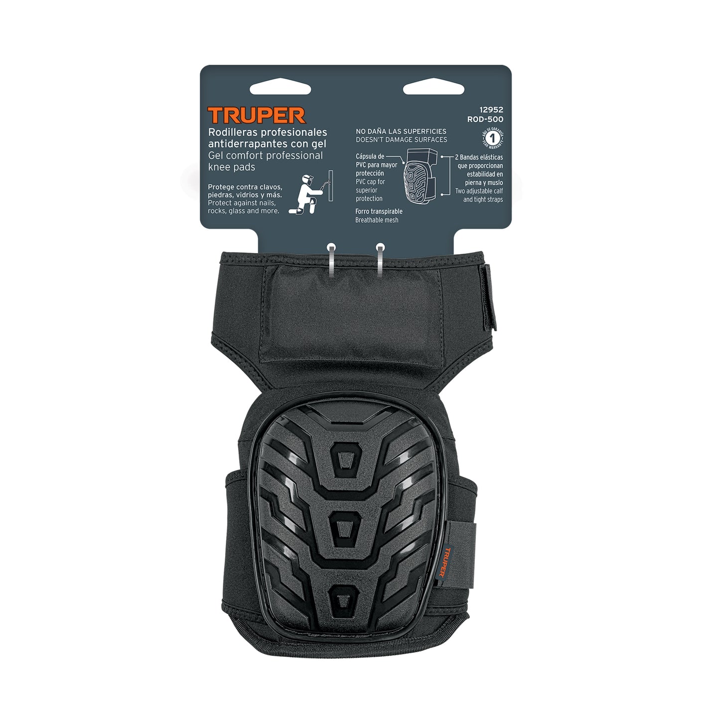 Rodilleras Profesionales Truper ROD-500 con Gel y EVA Antideslizantes - Protección Total contra Clavos, Piedras y Vidrios para Trabajo Pesado - Diseño Ergonómico con Correa de Muslo y Forro Transpirable