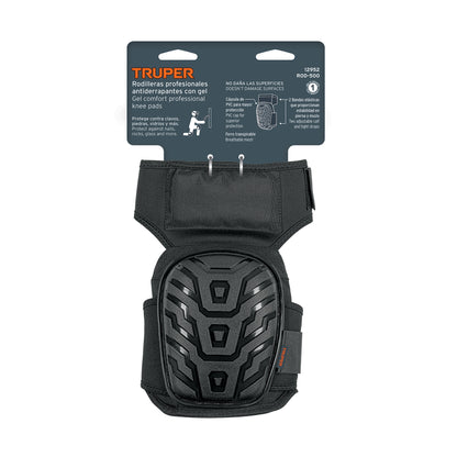 Rodilleras Profesionales Truper ROD-500 con Gel y EVA Antideslizantes - Protección Total contra Clavos, Piedras y Vidrios para Trabajo Pesado - Diseño Ergonómico con Correa de Muslo y Forro Transpirable