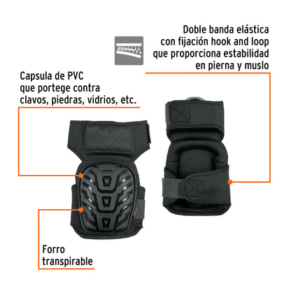 Rodilleras Profesionales Truper ROD-500 con Gel y EVA Antideslizantes - Protección Total contra Clavos, Piedras y Vidrios para Trabajo Pesado - Diseño Ergonómico con Correa de Muslo y Forro Transpirable