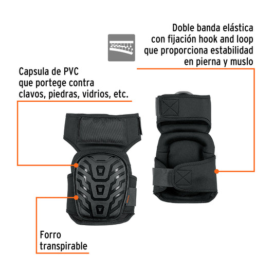 Rodilleras Profesionales Truper ROD-500 con Gel y EVA Antideslizantes - Protección Total contra Clavos, Piedras y Vidrios para Trabajo Pesado - Diseño Ergonómico con Correa de Muslo y Forro Transpirable