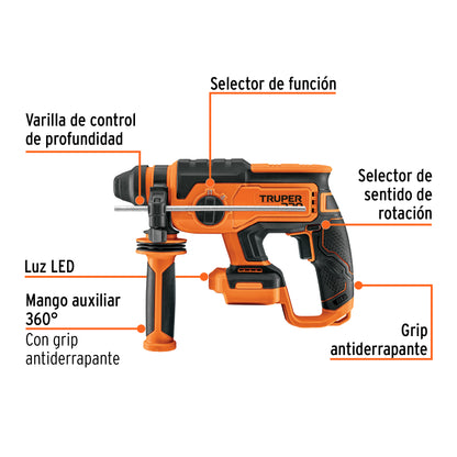 Rotomartillo SDS Plus/destornillador 20V, 2J, sin accesorios