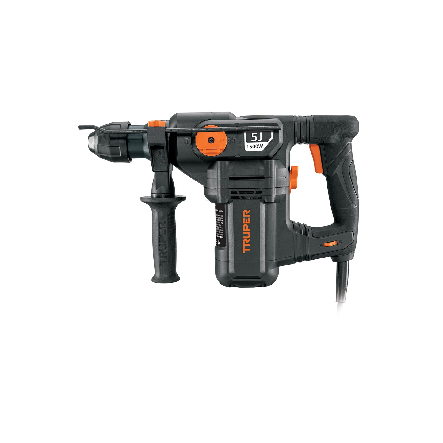 Rotomartillo SDS Plus TRUPER Industrial 1500W 5 Joules - Solución Profesional para Demolición y Perforación en Concreto - Control de Vibración CVT - 6 Velocidades - Modelo ROEL-50N2