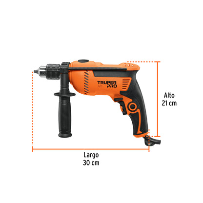 Rotomartillo TRUPER PRO 1/2" 750W - Taladro Percutor Profesional para Concreto, Madera y Metal