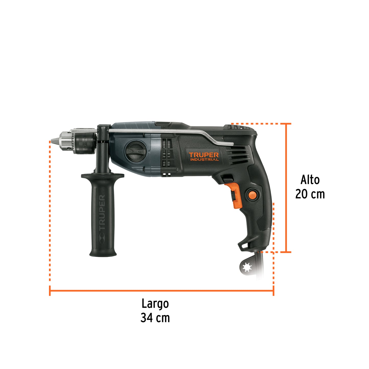 Rotomartillo TRUPER Industrial 1/2 Pulgada 900W - Taladro Percutor Profesional con Doble Velocidad y Mango Ergonómico