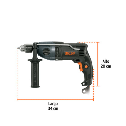 Rotomartillo TRUPER Industrial 1/2 Pulgada 900W - Taladro Percutor Profesional con Doble Velocidad y Mango Ergonómico