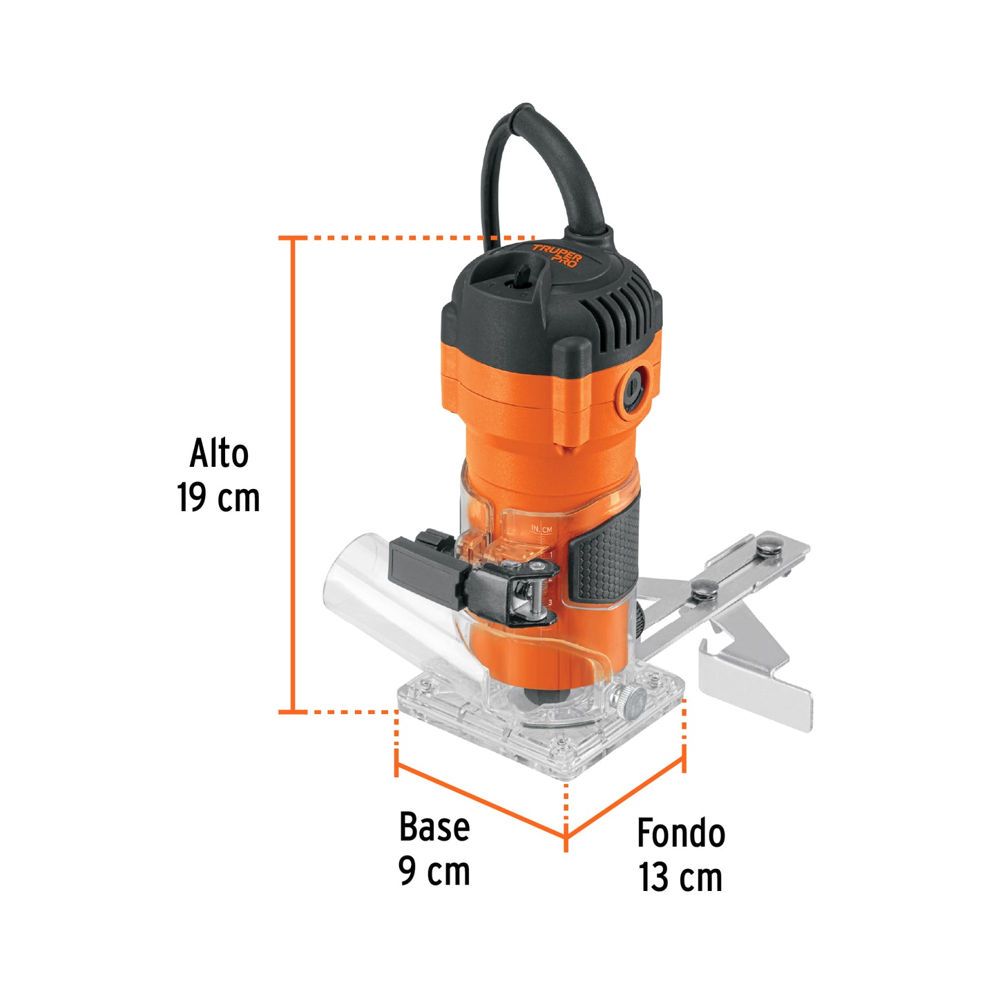 Router Compacto Profesional TRUPER 600W 3/4 HP - Corte Preciso en Madera con Control de Profundidad - ROU-MA