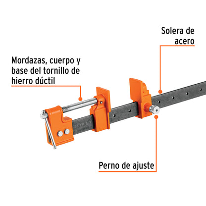 Sargento Industrial Truper 60" Solera Acero - Mordazas Hierro Nodular Ajuste Rápido