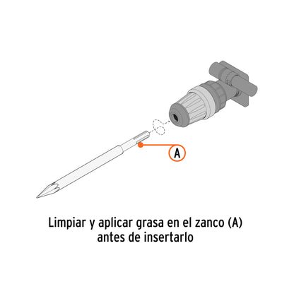 Cincel hueco para acanalado SDS plus 3/4" x 10", Truper