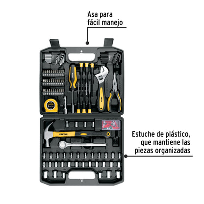 Juego de Herramientas Pretul 104 Piezas SET-104 - Kit Completo Profesional con Estuche Organizador para Reparación y Mantenimiento