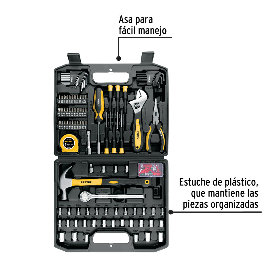 Juego de Herramientas Pretul 104 Piezas SET-104 - Kit Completo Profesional con Estuche Organizador para Reparación y Mantenimiento
