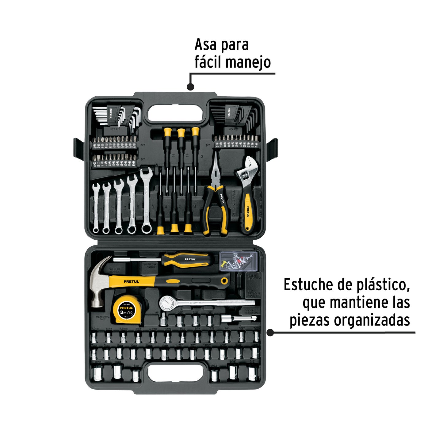 Juego de 109 Herramientas Pretul SET-109 - Kit Completo Profesional con Estuche Organizador para Reparación y Mantenimiento