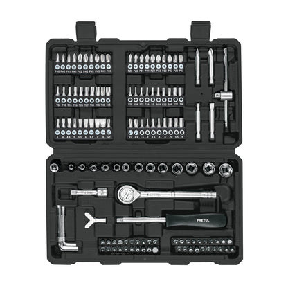 Juego de Herramientas Mecánico 130 Piezas 1/4 Pretul SET-130 - Kit Completo con Estuche Organizador para Reparación Automotriz y Mantenimiento Industrial
