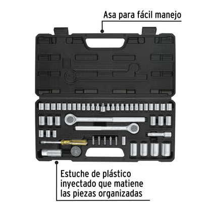 Juego 51 Herramientas Mecánico Pretul SET-51 - Dados 1/4 3/8 1/2 Pulgada con Estuche Organizado para Reparación Automotriz Profesional