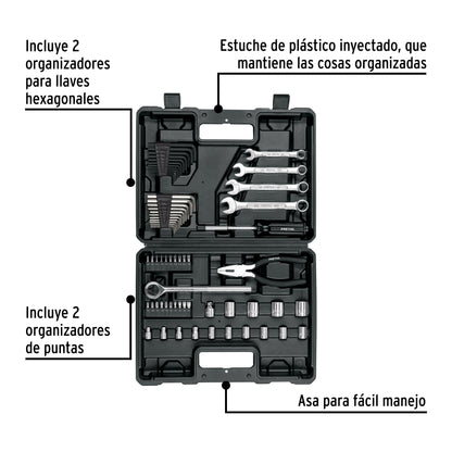Juego de Herramientas Mecánico Profesional SET-70 PRETUL - 66 Piezas 1/4" y 3/8" con Estuche Organizador - Solución Completa para Reparación Automotriz