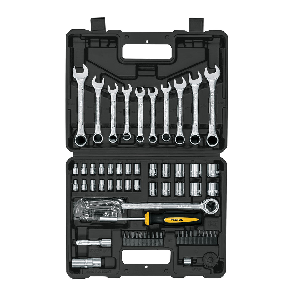 Juego de 70 herramientas 1/4" y 3/8" para mecánico, Pretul Tool Set Autocle