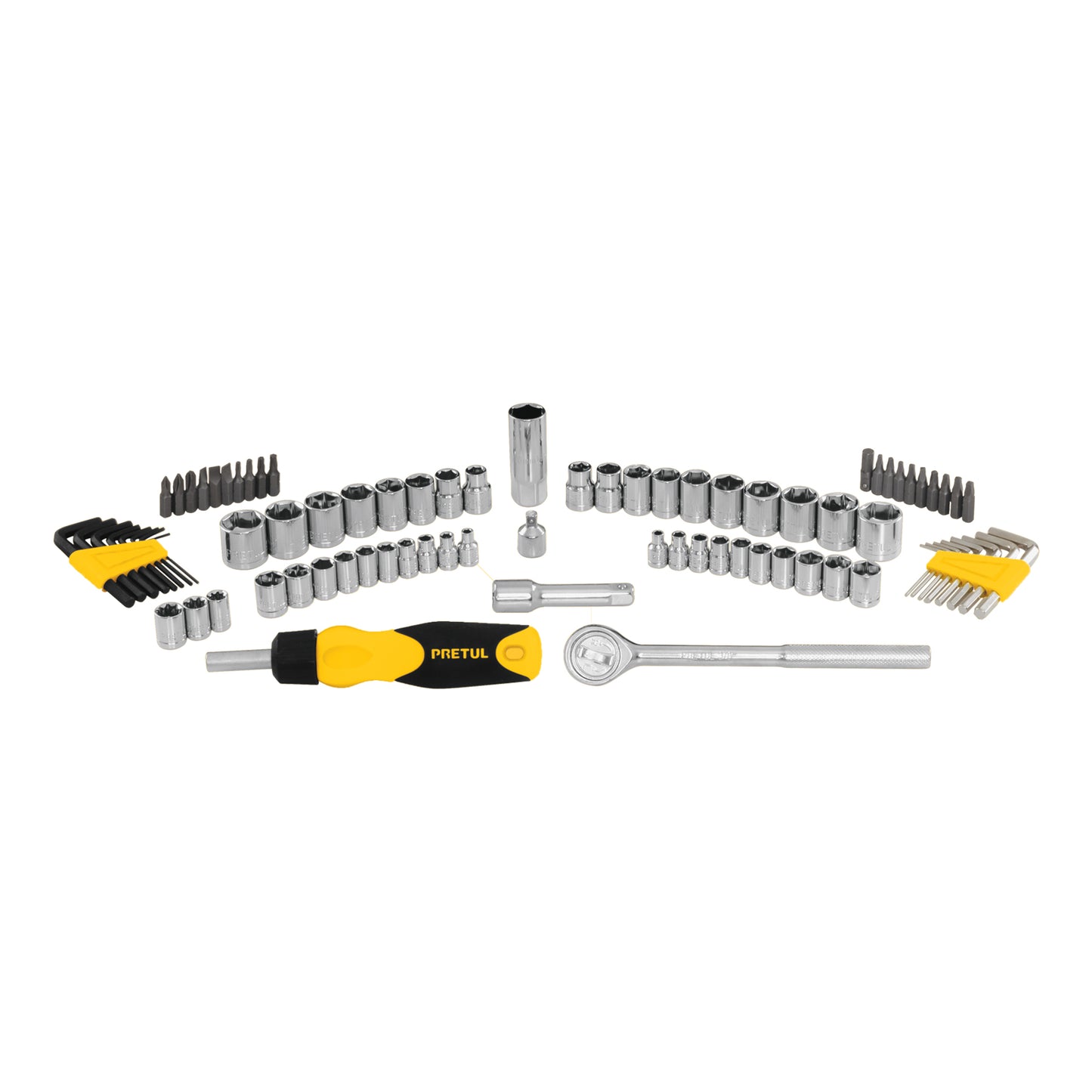 Juego de 83 Herramientas Mecánico 1/4 y 3/8 Pretul SET-85 - Kit Completo Profesional con Matraca Doble Sistema y Estuche - Solución Integral para Reparación Automotriz