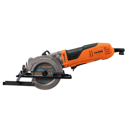 Sierra Circular Compacta TRUPER PRO 4-1/2" 750W - Corte Preciso Madera con Ajuste Bisel 45° - SICI-4-1/2A