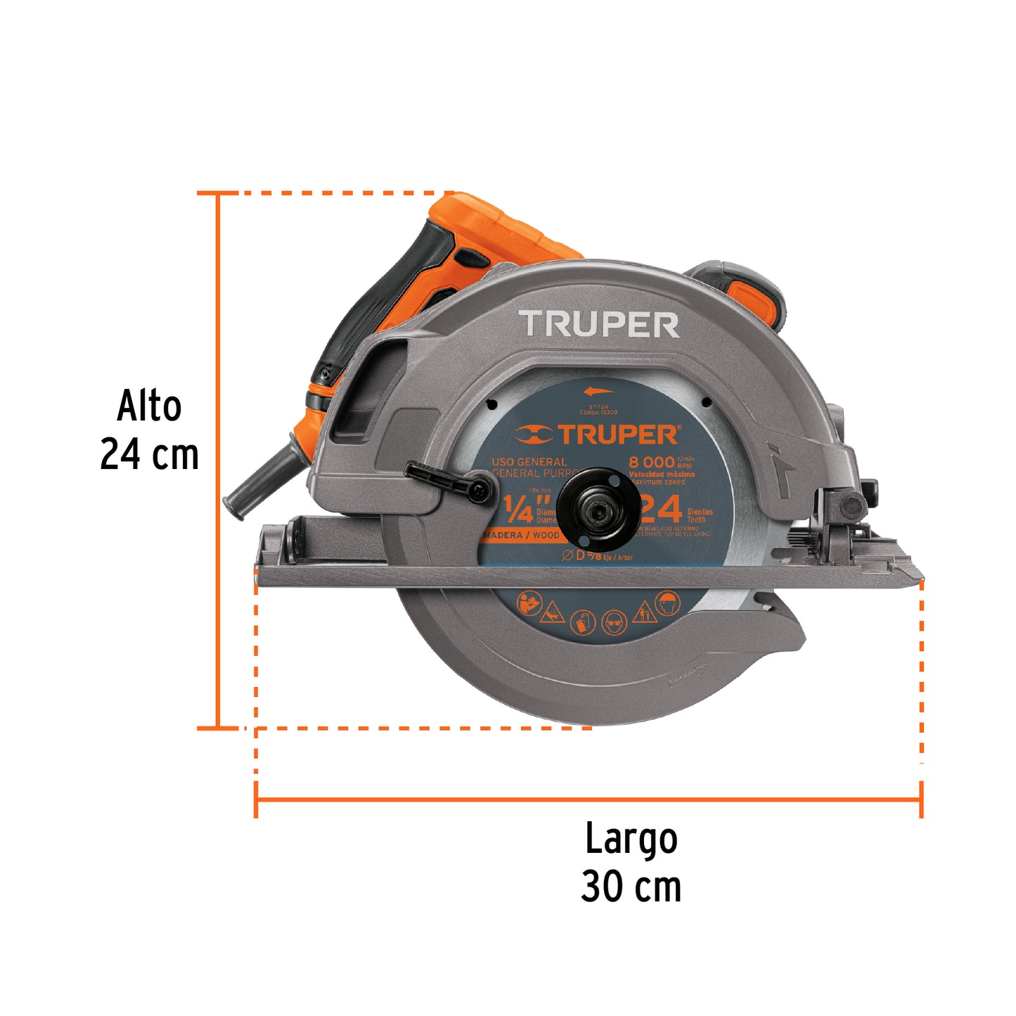 Sierra Circular 7-1/4" 1750W TRUPER PRO SICI-7-1/4A3 - Corte Preciso Madera con Motor Potente y Guía Bisel 45°
