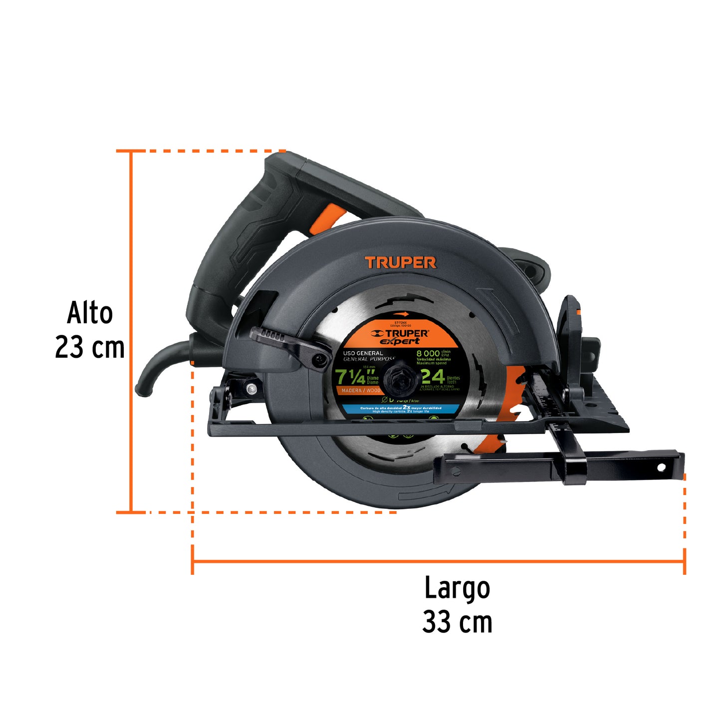 Sierra Circular Profesional TRUPER 7-1/4" 1800W SICI-7-1/4N4 - Motor Industrial con LED, Corte Bisel 56°, Zapata Magnesio - Solución Completa para Cortes Precisos en Madera