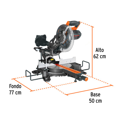 Sierra de Inglete Telescópica 10" 1900W TRUPER SINCO-10X2 - Cortes Precisos Madera y Aluminio con Guía Láser