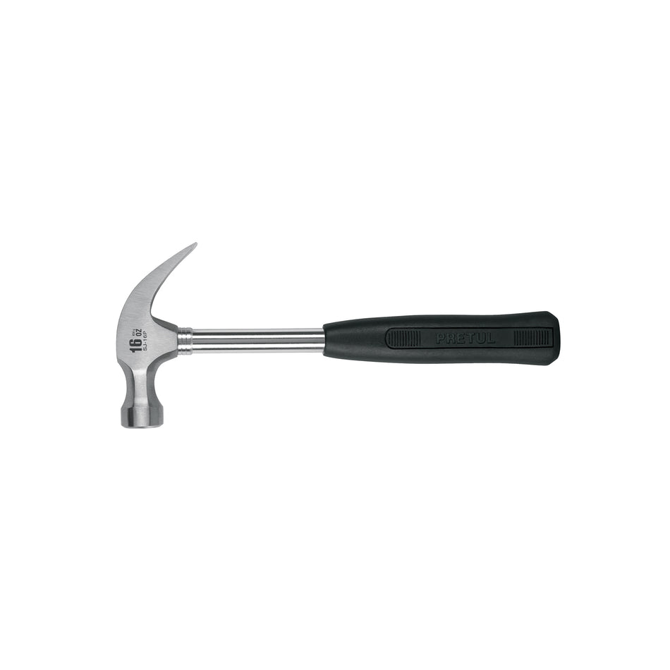 Martillo Pretul 16 oz Uña Curva SJ-16P - Mango Antivibración TPR para Clavar y Extraer Clavos