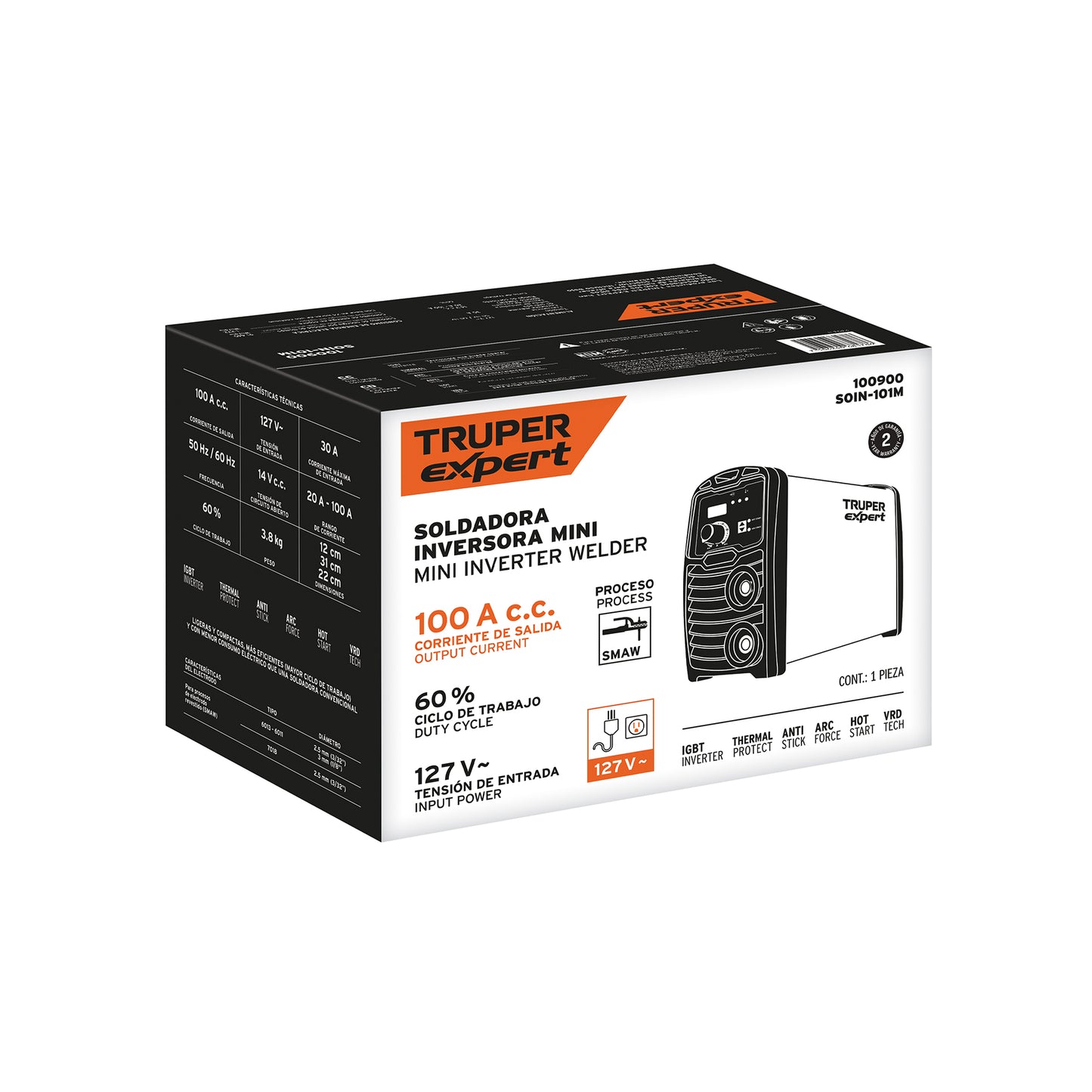 Mini soldadora inversora 100A, 127V, TRUPER EXPERT