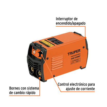 Mini Soldadora Inversora TRUPER 130A Bivoltaje 127/220V - Portátil y Eficiente para Soldadura Profesional SMAW TIG - SOIN-120MBT