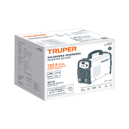 Soldadora Inversora TRUPER 130A Bi-Voltaje 127/220V - Solución Profesional para Soldadura SMAW TIG - Ligera Portátil Eficiente