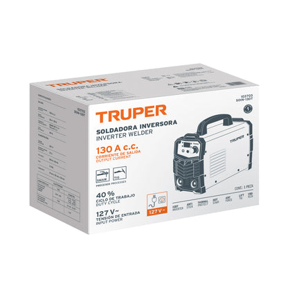 Soldadora Inversora TRUPER 130A 127V SOIN-130T - Portátil Compacta Electrodo TIG SMAW MMA - Solución Profesional Soldadura Eficiente