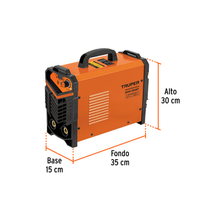 Soldadora Inversora TRUPER 200A Bi-Voltaje SOIN-200BT - Solución Portátil para Soldadura Profesional SMAW TIG - Sistema Automático 127/220V Sin Cambio de Conectores - Electrodo Revestido y Tungsteno Hasta 5/32 Pulgadas