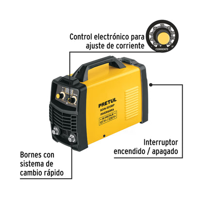 Soldadora Inversora PRETUL 200A Bi-Voltaje SOIN-520BP - Solución Profesional para Soldadura SMAW TIG - Compacta Portátil Eficiente