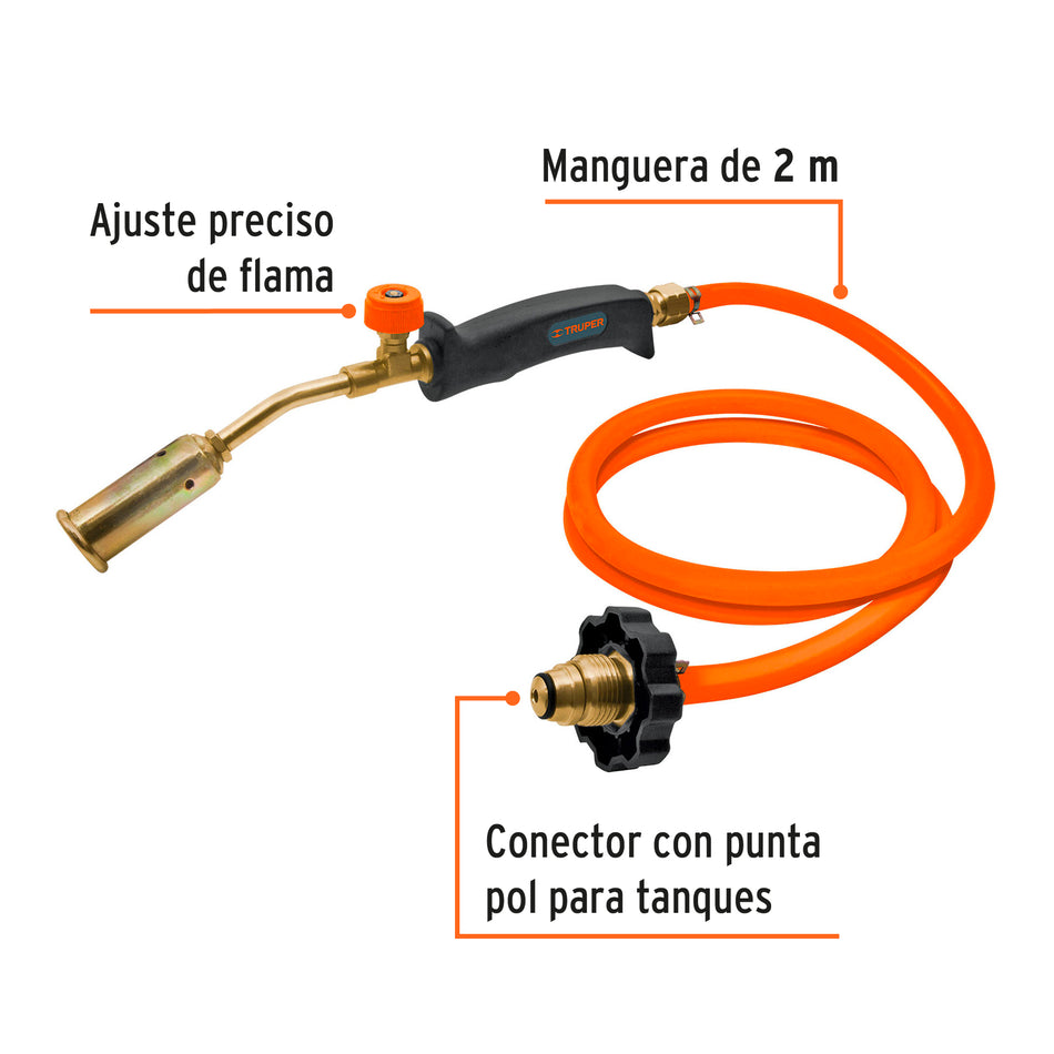 Soplete con manguera para gas, 200 PSI, Truper