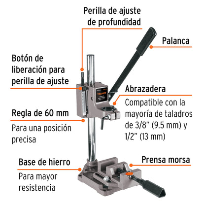 Soporte vertical para taladro 3/8"-1/2", Truper