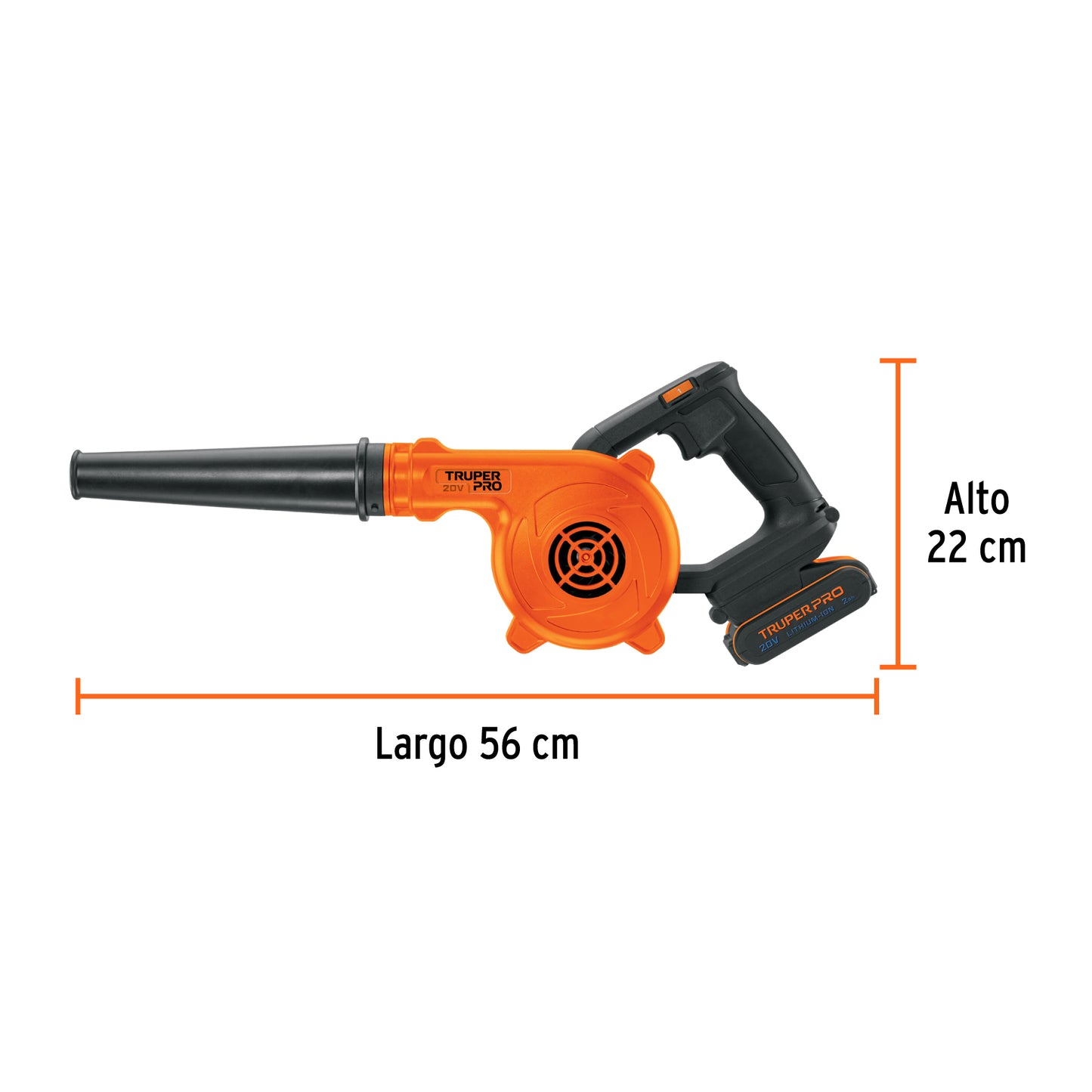 Sopladora para taller, 20V, 1 batería 2Ah, TRUPER PRO