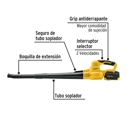 Sopladora Inalámbrica PRETUL 20V – Batería 4Ah Incluida