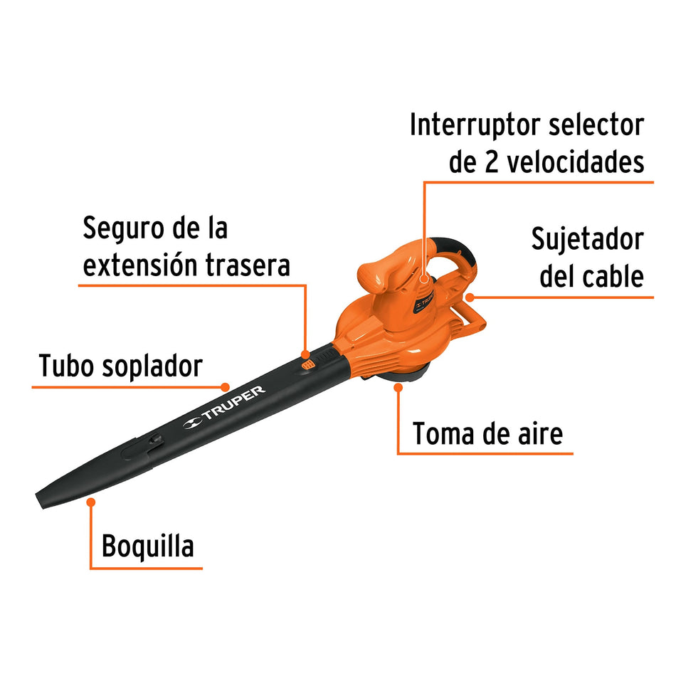 Sopladora/Aspiradora eléctrica 1,440W, con bolsa recolectora