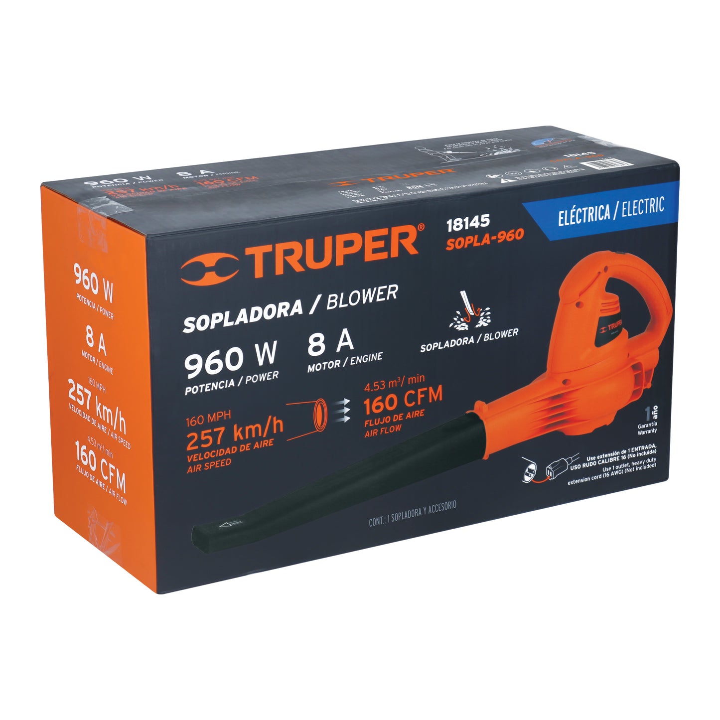 Sopladora Eléctrica TRUPER 960W – Soplador Industrial con Cable