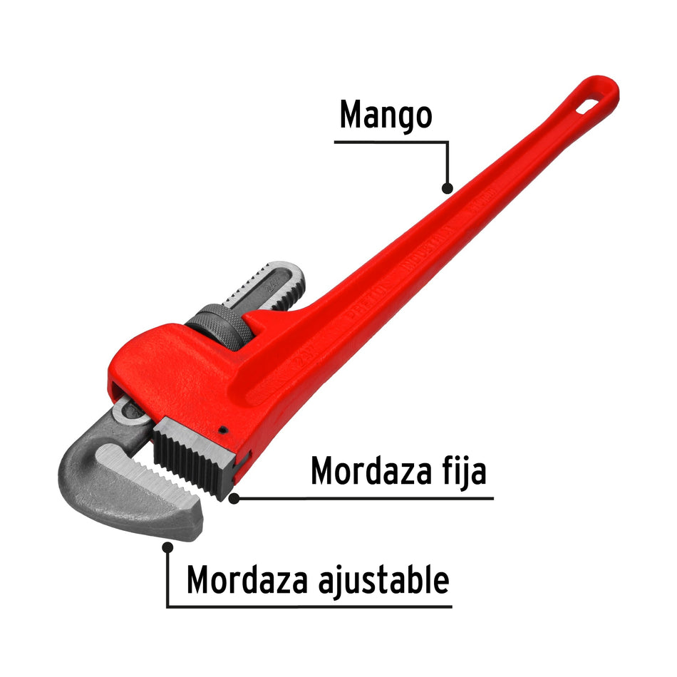 Llave Stilson 24 Pulgadas Pretul STI-24P - Hierro Maleable Profesional para Tubería