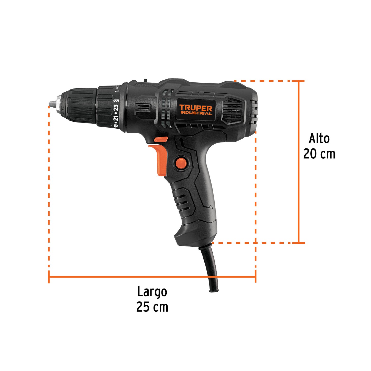Taladro atornillador 3/8", 400W, TRUPER INDUSTRIAL