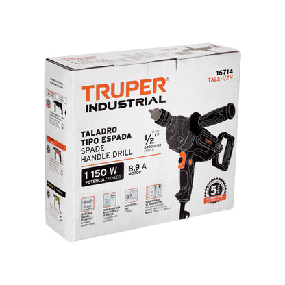 Taladro Mezclador Industrial TRUPER 1/2" 1150W - Solución Profesional para Mezcla de Pinturas, Mortero y Perforación en Acero - TALE-1/2N