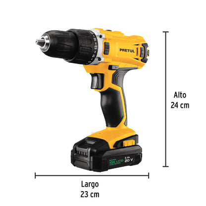 Kit Taladro Inalámbrico 1/2" 20V PRETUL con 32 Accesorios y Batería 2Ah - Herramienta Profesional