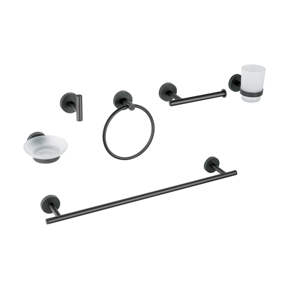 Juego Completo 6 Accesorios Baño Negro FOSET TÚBIG TBA-7000M - Solución Profesional Organización Baño Acero Inoxidable Semiempotrar