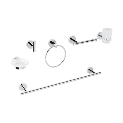Juego Completo 6 Accesorios para Baño FOSET TÚBIG TBA-7000 - Acabado Cromo Acero Inoxidable con Sistema Semiempotrado - Solución Integral para Organización y Funcionalidad del Baño