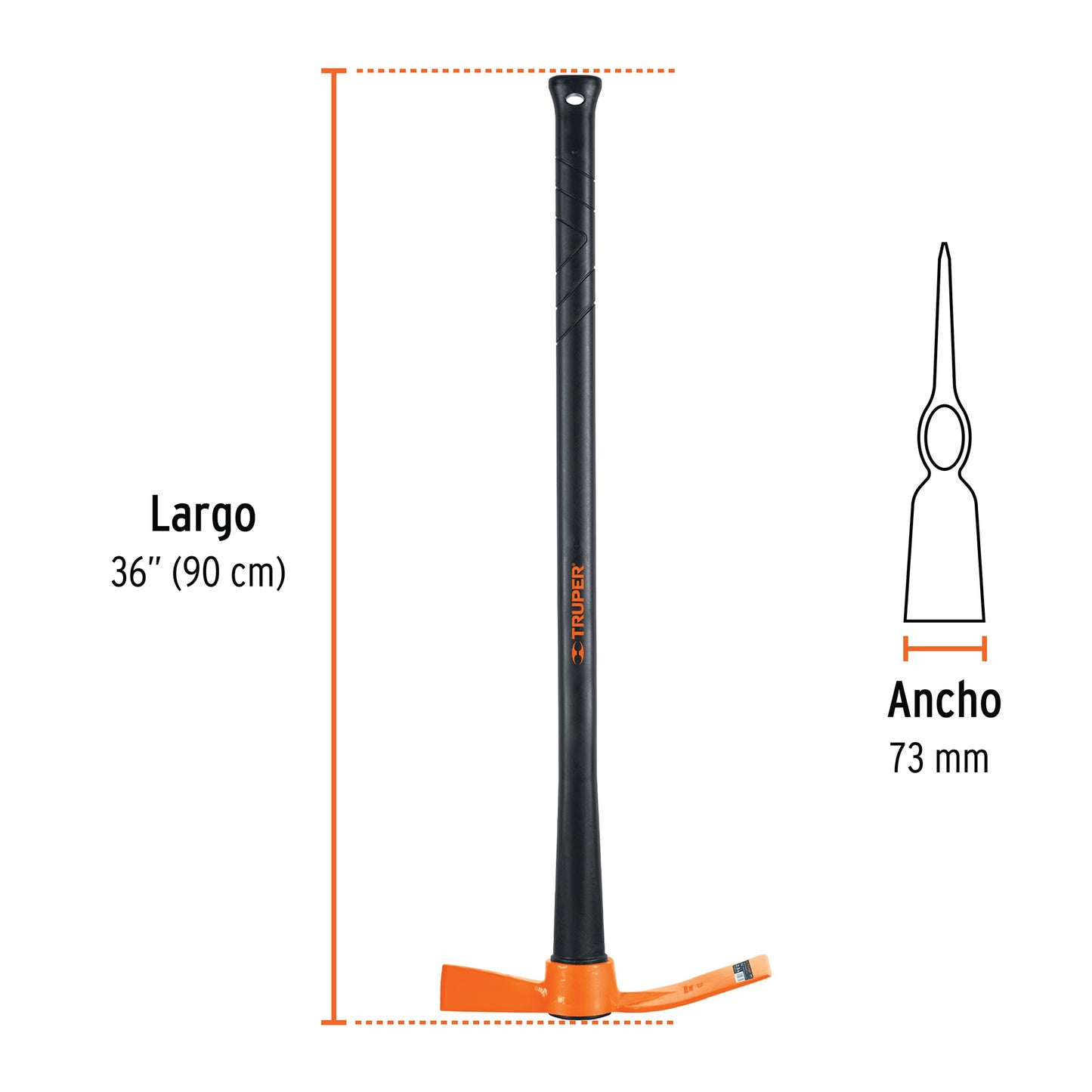 Talacho-Hacha Truper 2.5 lb Mango Fibra Vidrio 36" - Herramienta Profesional para Desenterrar Raíces y Romper Tierra Dura - TH-2.5M