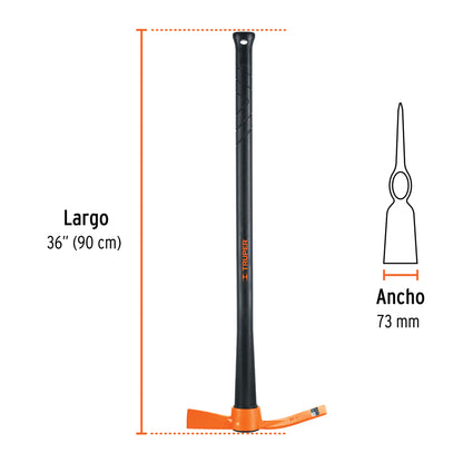 Talacho-Hacha Truper 2.5 lb Mango Fibra Vidrio 36" - Herramienta Profesional para Desenterrar Raíces y Romper Tierra Dura - TH-2.5M