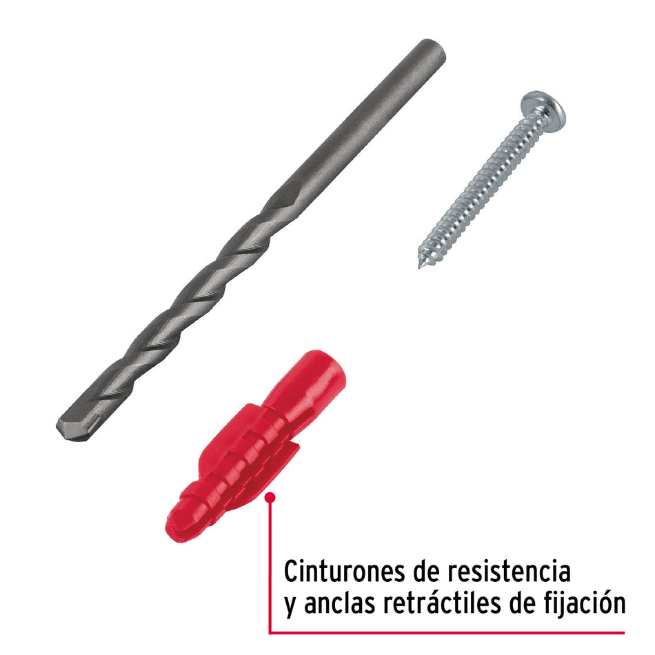 Kit de 20 taquetes 1/4" con pijas #8 y 1 broca 1/4", Fiero